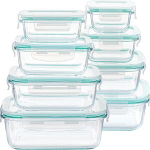 8 Pack Glass Food Storage Containers with Airtight Lids