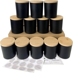 10oz Matte Black Candle Jars with Bamboo Lids