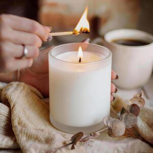 10oz Frosted Candle Jars with Airtight Bamboo Lids