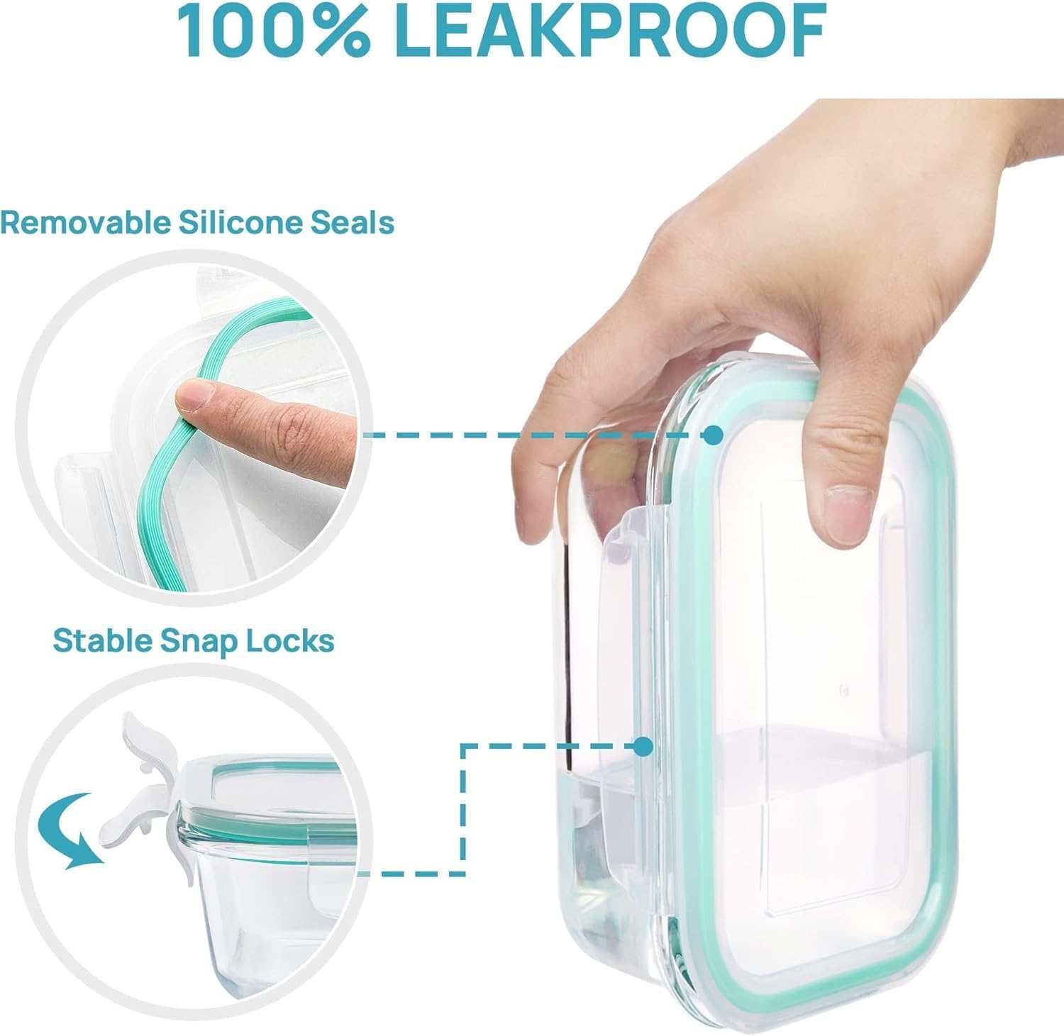 8 Pack Glass Food Storage Containers with Airtight Lids - Image 3