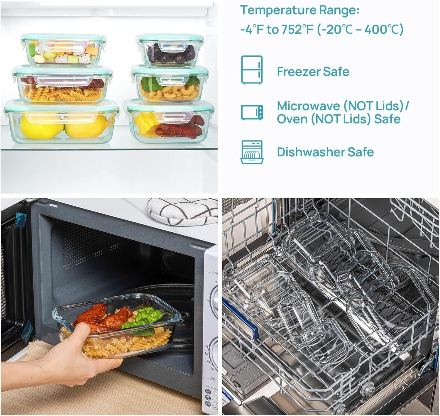 8 Pack Glass Food Storage Containers with Airtight Lids - Image 4