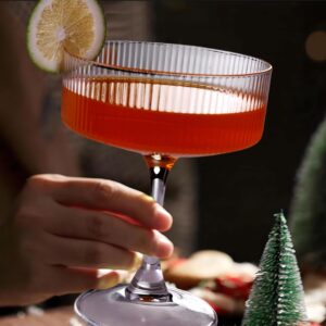 11oz Elegant Clear Ribbed Coupe Martini Glasses