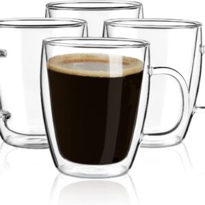 16oz Double Wall Clear Glass Cups with Handle