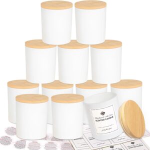 10oz White Glass Candle Jars with Bamboo Lids
