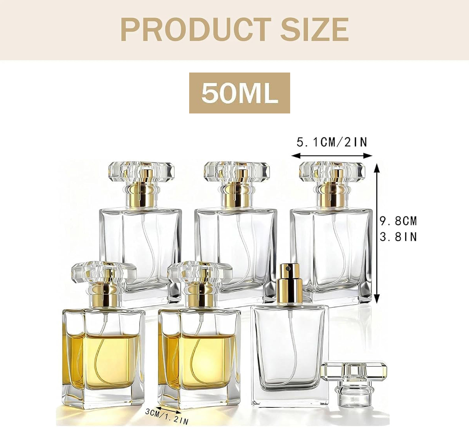 50ml Clear Perfume Bottles With Atomizer Spray - Image 2