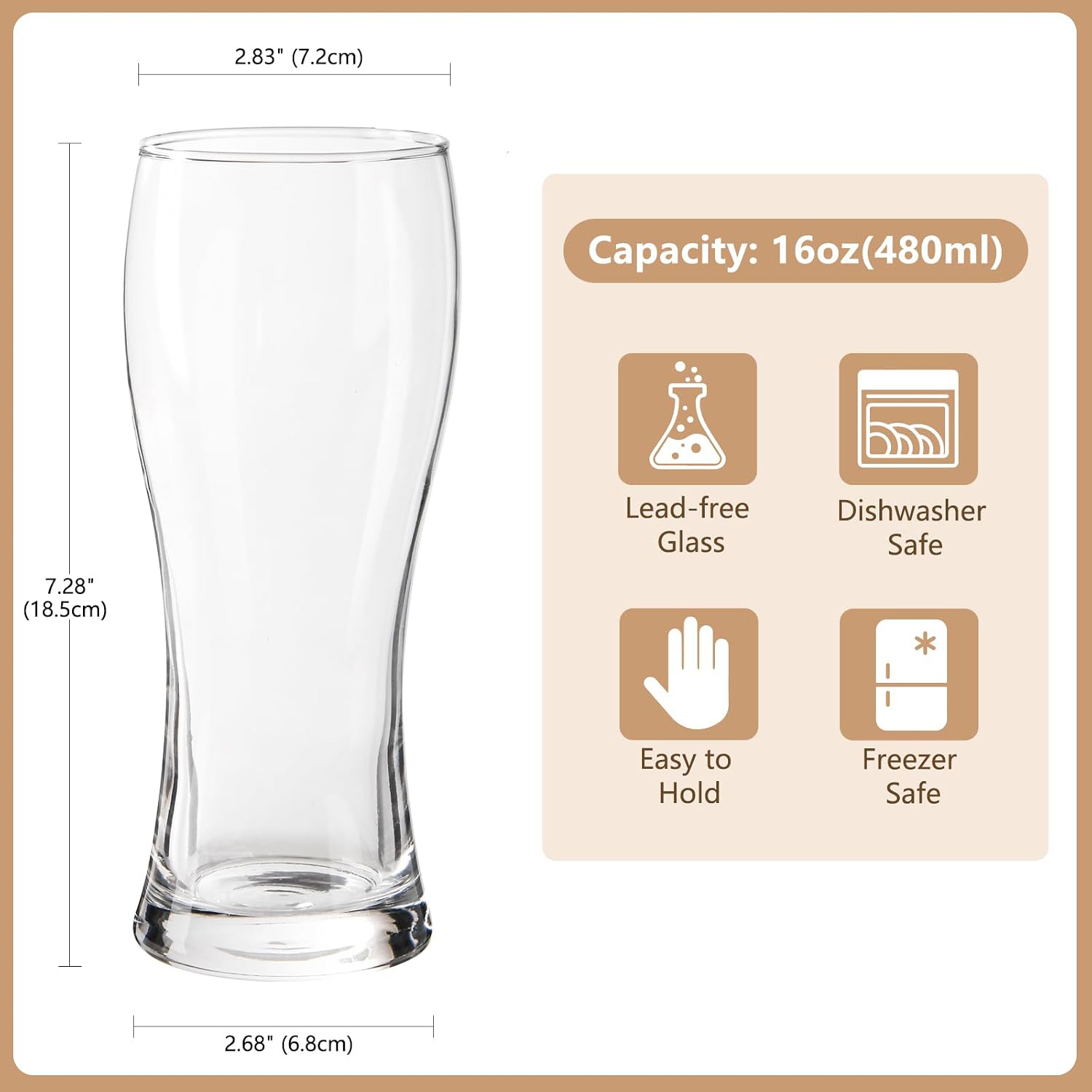 16oz Classics Drinking Beer Pint Beer Glasses Mug - Image 2