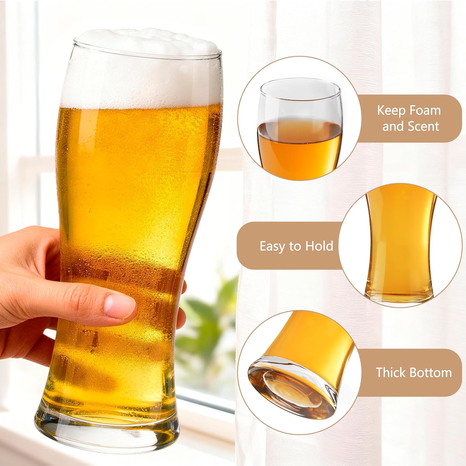 16oz Classics Drinking Beer Pint Beer Glasses Mug - Image 3